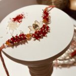 Red Crystal Lotus Rakhi